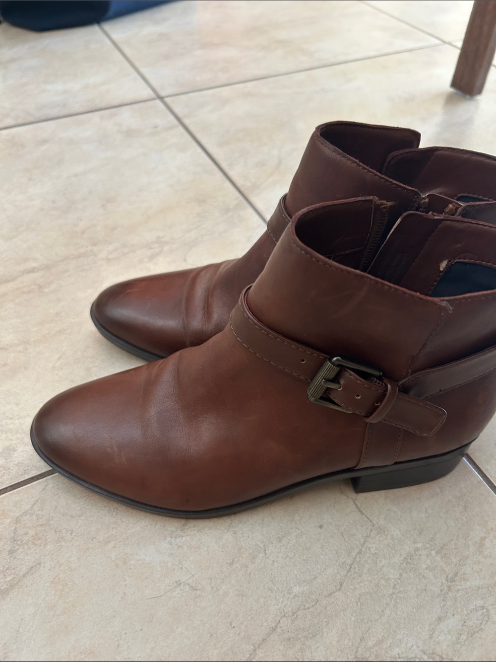 Naturalizer Brown Leather Ankle Booties with Buckle